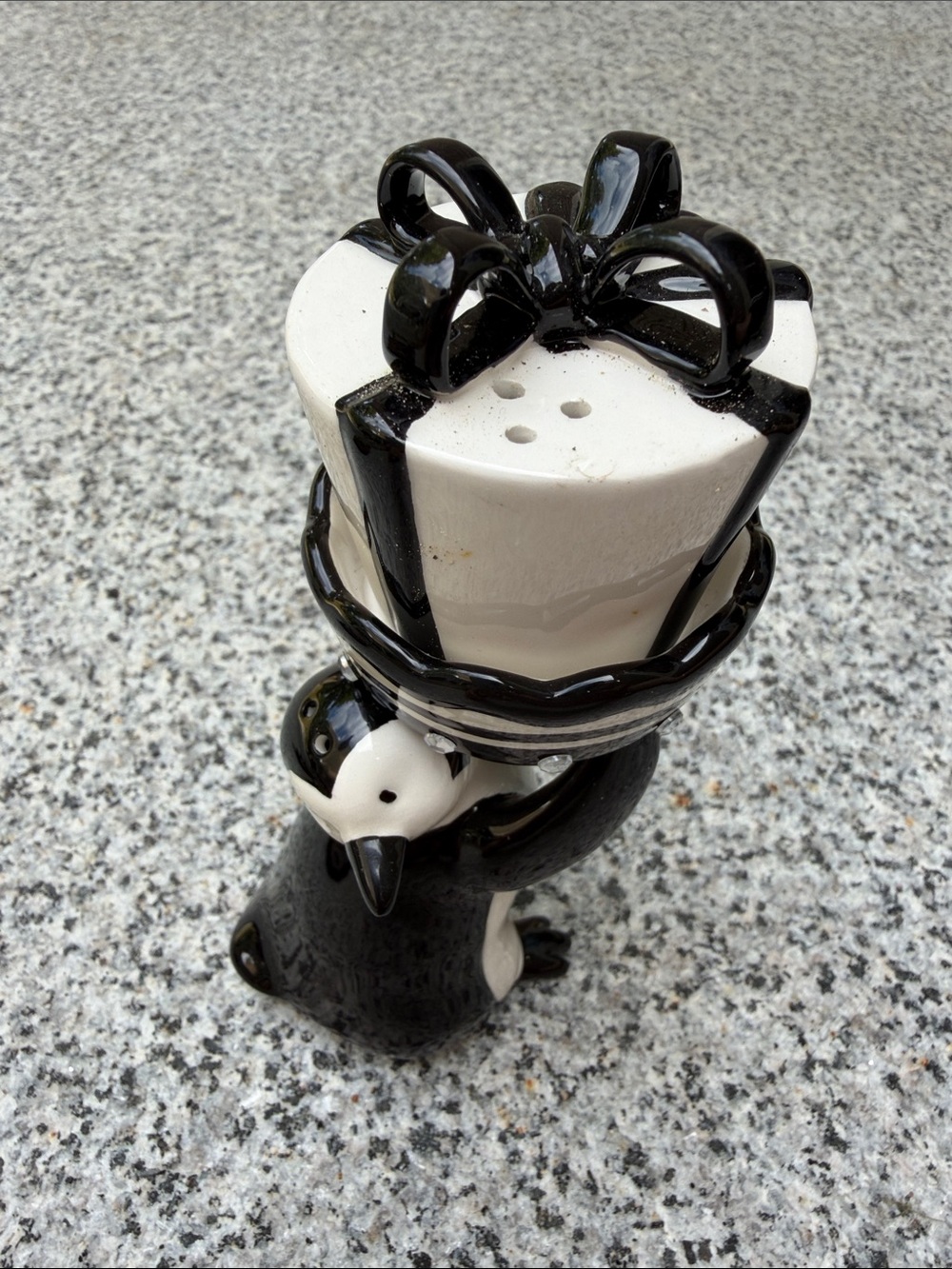 Ceramic Penguin Salt Shaker - Black and White